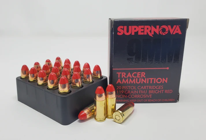 SUPERNOVA 9MM 119GR RED TRACER AMMUNITION 100 RDS