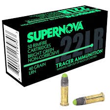 SUPERNOVA 22LR 40GR GREEN TRACER AMMUNITION 250 RDS 5 BOXES OF 50