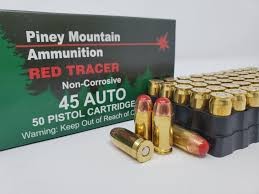 Piney Mountain 45ACP 225gr RED Tracer Ammunition 200rnds